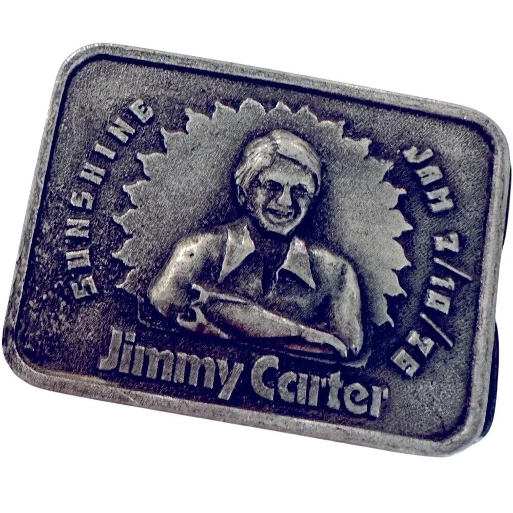 Bergamot Brass Works Vintage 70s Jimmy Carter Belt Buckle Mens‎ Silver Democrat